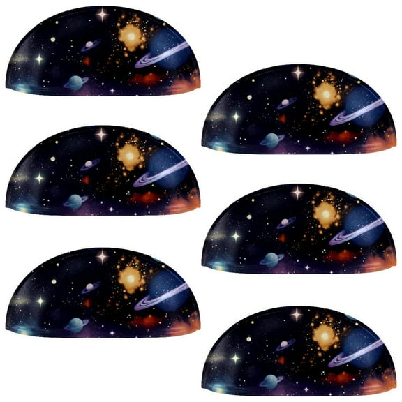 PhooArto 6 Pcs Cup Drawer Pulls, Universe Space Cosmic Stars Shell Shape Handles Cabinet Knobs for Dresser Cupboard Closet Wardrobe with Screws