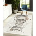 thumbnail image 4 of Grunge Decorative Rug, Skull and Flowers Day of the Dead Mexican Traditional Celebration Symbolic Art, Quality Carpet for Bedroom Dorm and Living Room, 6 Sizes, Grey and Peach, by Ambesonne, 4 of 4