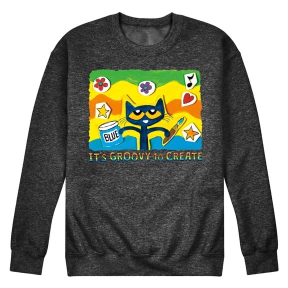 Pete The Cat - Groovy To Create - Men's Crew Neck Fleece Pullover