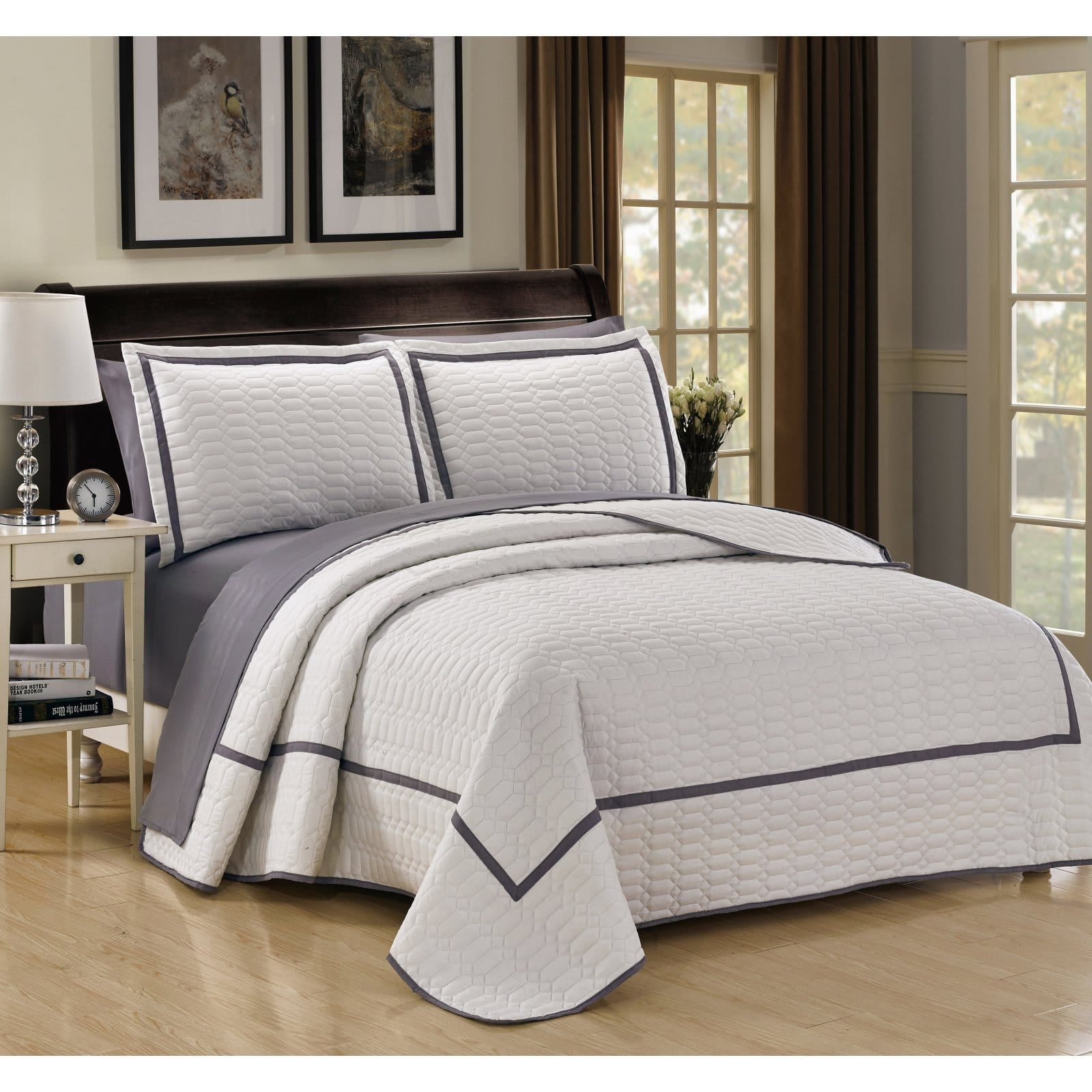 Details about   Elegant Black Grey Striped Border Comforter & Sheets King or Queen 10 pcs Set 