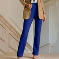 thumbnail image 7 of Olyvenn Women's Slim Fit Flare Solid Suit Pants Leisure Trousers Bell-bottoms Solid Color Pants Comfy Holiday Female Dressy Fashion Blue 12, 7 of 7