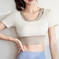 thumbnail image 4 of Mittory Women's Workout Tops with Built in Bra Quick Dry Short Sleeve Athletic Crop Shirts Yoga Outfits, 4 of 5