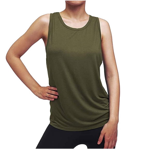 XFLWAM Womens Cross Backless Workout Tops for Women Racerback Tank Tops Open Back Running Tank Tops Muscle Tank Yoga Shirts Green S