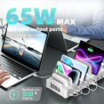 thumbnail image 4 of 320W Charging Station for Multiple Devices, 10-Port USB C Fast Charger Stations for MacBook, iPhone, Android Cell Phone, iPad, Tablet, Family Multi-Device Organizer Charging Dock, White, 4 of 14