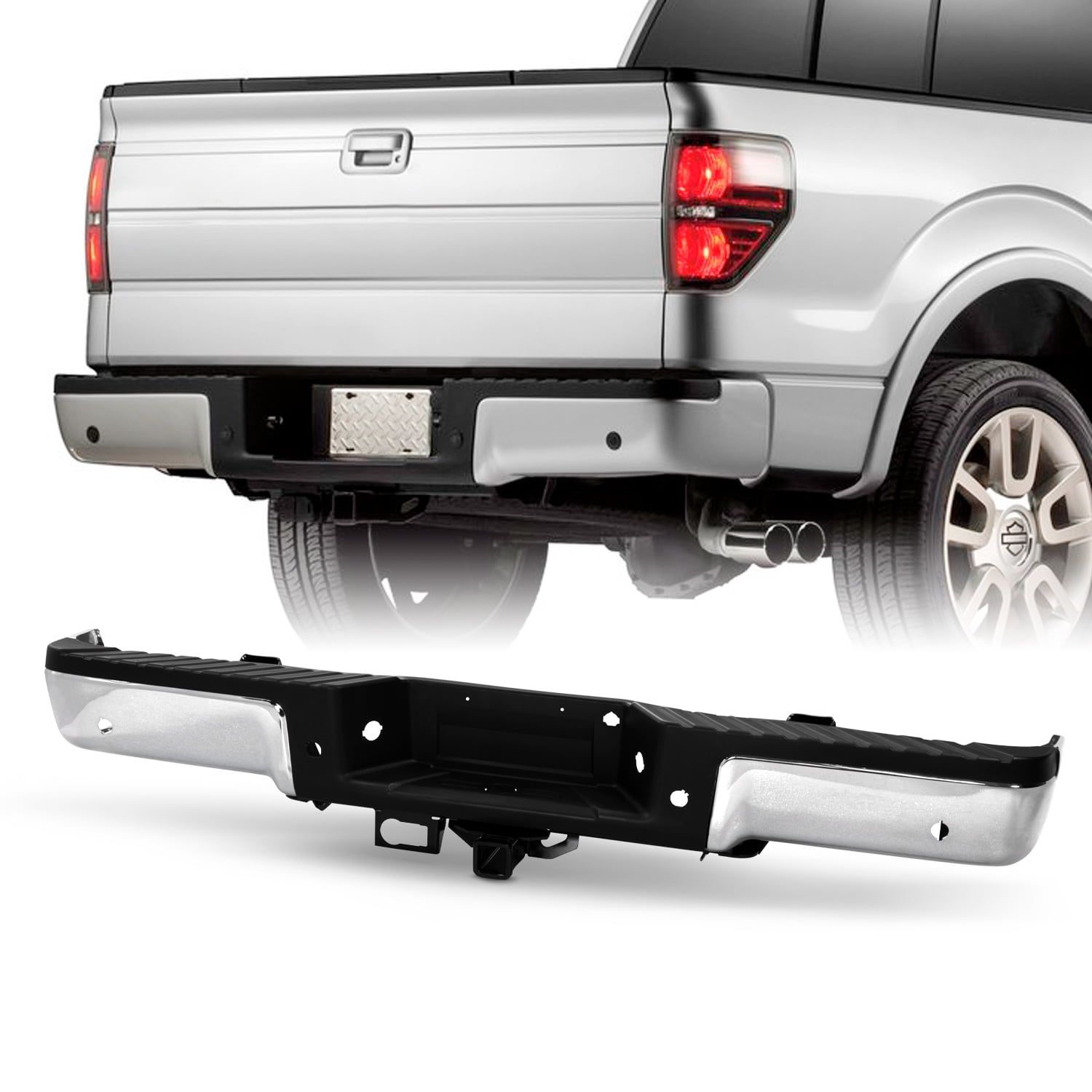 Driver Or Passenger Steel Rear Bumper End Caps NEW Chrome For 08 09-14 Ford F150