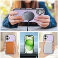 thumbnail image 5 of ELEHOLD Case for iPhone 16 Plus, Shockproof Magnetic Leather Phone Case with Invisible Stand for Men Women,Purple, 5 of 9