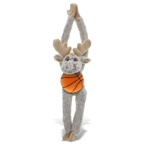 DolliBu Moose Stuffed Animal with Basketball Plush - Soft Moose with Long Arms, Adorable Playtime Plush Toy, Cute Wildlife Gift, Plush Doll Animal Toy for Kids and Adults - 21 Inch