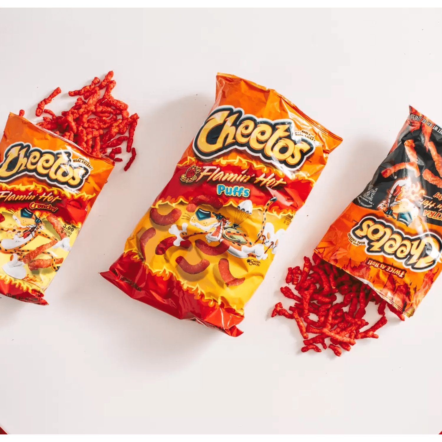 Doritos Xxtra Flamin' Hot Nacho chips and Cheetos Flamin' Hot Spicy Pepper  Puffs, 2021-05-06