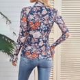 thumbnail image 4 of Delayuji Womens Lace Long Sleeve Shirt Mesh Tops Mockneck Cute Going Out Tops For Women Fall Fashion Outfits Spring Trendy Blue, 4 of 4