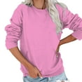 thumbnail image 6 of Oversized Tshirts for Women Fashion Casual Solid Color Round Neck Pocket Long Sleeve Top - Sweatshirt Imitation Cotton Twill Tshirts Shirts for Women Comfort Colors Tshirt, 6 of 7