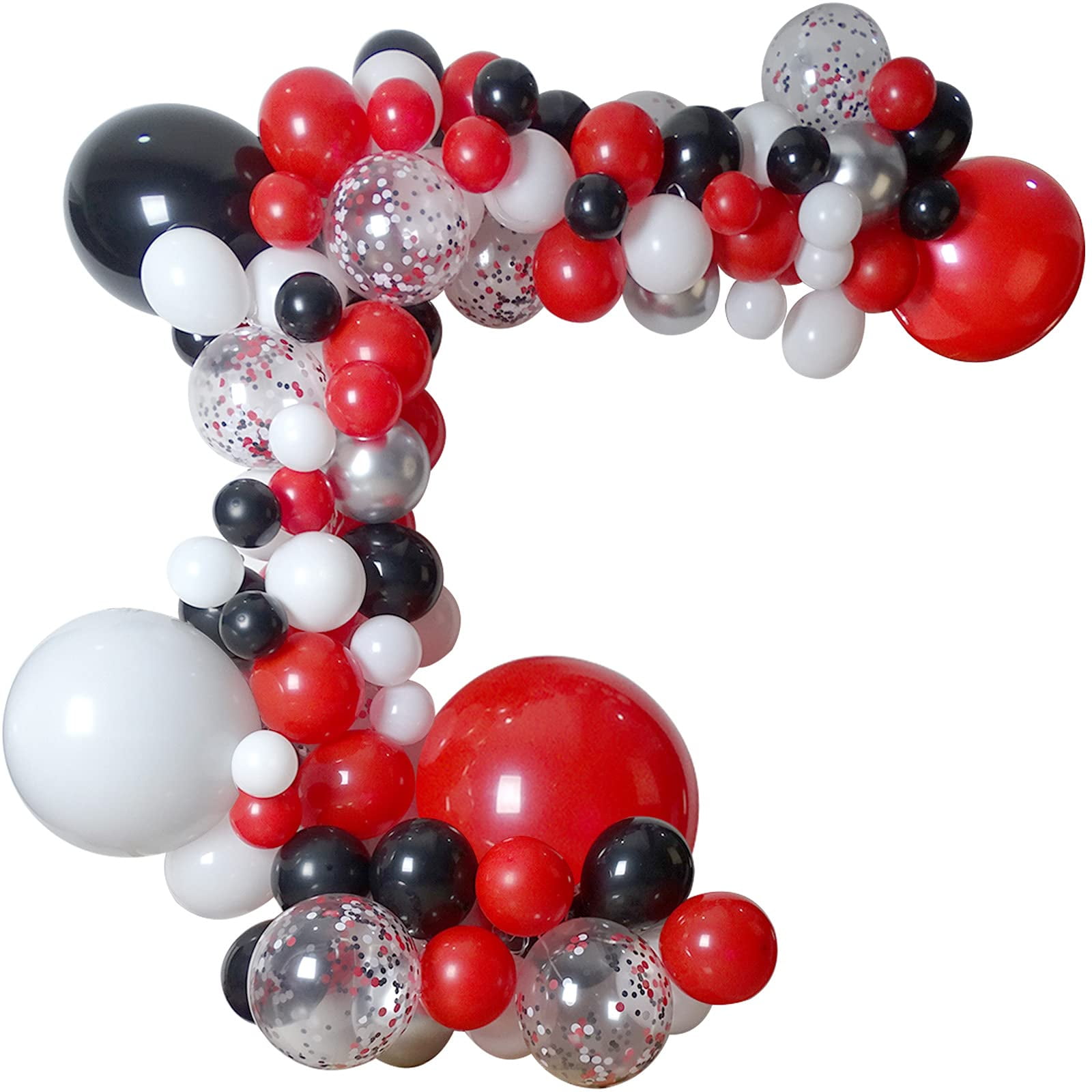 DIY Red Black White Silver Balloon Garland Arch Kit - Small and Large Red White Black Balloons Party Decorations for Graduation Birthday BBQ Baby Shower Party Decorations VT04