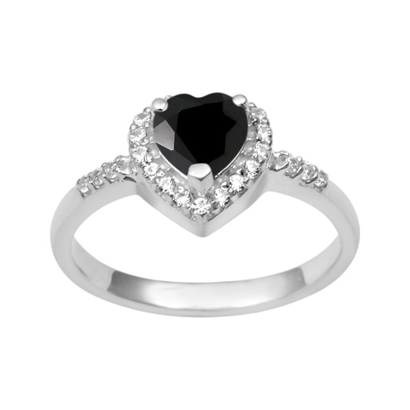 5 mm Heart Shape Black Spinel 925 Sterling Silver Solitaire Mother's Day Gift Ring