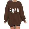 thumbnail image 2 of yoeyez Halloween Sweatshirt for Women Oversized Ghosts Graphic Print Long Sleeve Sweatshirts Crewneck Casual Fall Pullover Tops Brown,S, 2 of 6