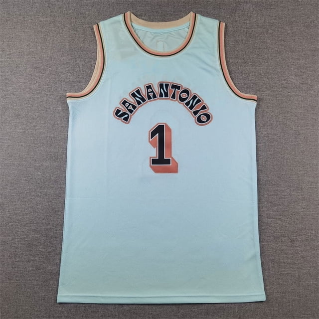 Spurs #1 City Edition - Light Blue Player Name Embroidered Collectible Jersey - XL