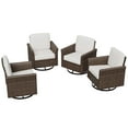 thumbnail image 2 of INTER HUT 4PCS Outdoor Patio Wicker Swivel Rocking Chairs with Cushions, Rattan Swivel Conversation Furniture for Porch, Backyard, Deck, Poolside, Garden, Beige, 2 of 8