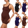 thumbnail image 5 of Maternity Outfits for Women Summer Pregnant Yoga Workout Romper Bodysuit Sleeveless Tank Short Jumpsuit (M, Coffee), 5 of 6