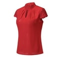 thumbnail image 5 of Mittory Women's Casual Cut Out Cap Sleeve Notch V Neck Shirts Lace Trim Solid Blouse Tops, 5 of 8