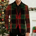 thumbnail image 5 of Christmas Outfits for Men Corduroy Suit Blazers Notched Button Up Long Sleeve Snowflakes Plaid Party Dressy Jacket (XL, Red F), 5 of 7