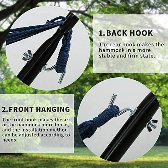 HCY Hammock with Stand, 550lbs Space Saving Steel Stand Weather Resistant with Carrying Bag for Outdoor Indoor Patio -Blue,Oasis Stripe