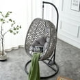 thumbnail image 5 of TesNus Egg Swing Chair with Stand, Grey Rattan Hanging Basket Chair with Cushion and Pillow, Indoor Outdoor Lounge Chair for Patio Balcony Backyard, 5 of 9