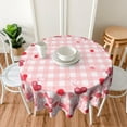thumbnail image 4 of Nappe Florale en Forme de Cœur Ronde 60 Pouces Saint-Valentin Fleurs Rouges Couverture de Table avec Carreaux Roses Résistant aux Taches Polyester Cercle pour Décoration de Table de Cuisine Salle à Manger Vacances, 4 of 6