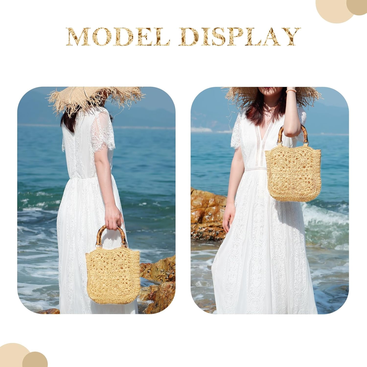 LinYooLi Straw Purse Tote Handbags Rattan Woven Beach Clutch Bag for Women Beach Summer Travel