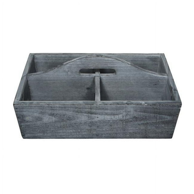 Cheungs 4939GW Wooden 4 Compartment Gray Wash Caddy