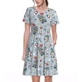 thumbnail image 1 of Balery Winter Gnome And Snowman Vestidos sueltos de manga corta para mujer, vestidos de verano 2025, vestidos casuales de corte A con vuelo., 1 of 6