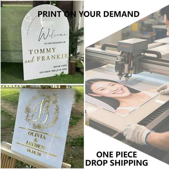 Customized Wedding Party Welcome Sign Glossy Backing 3D UV Print Text 16"*24"