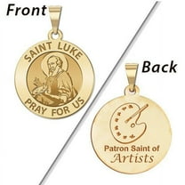 PicturesOnGold.com Saint Luke Double Sided Artists Religious Medal - 1 Inch Solid 14K Yellow Gold