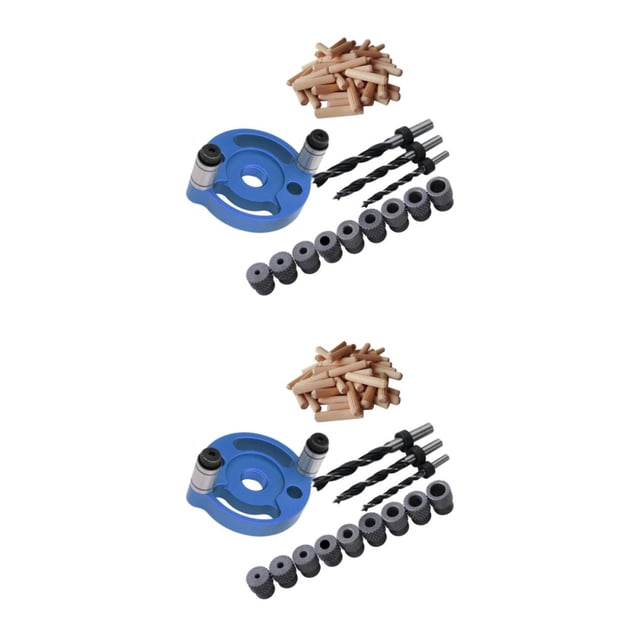Eigraketly Wood Hole Dowel Set Guide Bit Anodized 3 Hole Drill Surface Azul 2piezas