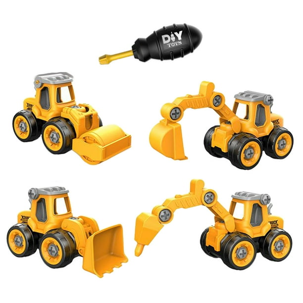 Jeux de Construction, 4 en 1 DIY Tracteur Jouet pour Enfant Garçon de 2 3 4  5 Ans, Jouet de Bulldozer de Camion Voituresde de