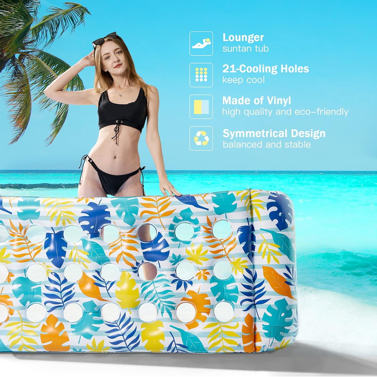 Inflatable Pool Float Lounge, 2Pack Pool Floaties Rafts for Adults Floating Pool Lounger Sun Tanning Floats Cool Water Floaty for Swimming Pool Lake Float Beach Pool Party Toys