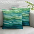 thumbnail image 3 of Nawypu Blue Teal and Green Pillow Covers ,Watercolor Striped Waves Outdoors Decorative Throw Pillows for Couch,Abstract Paint Brush Gradient Sea Decor Cushion Cover for Bed Car, 3 of 5