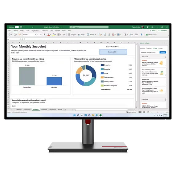Restored Lenovo ThinkVision P27h-30 Monitor 2560x1440 IPS 60Hz 4ms, Computer Monitors, Black/ 27 in, 1, 1, 1