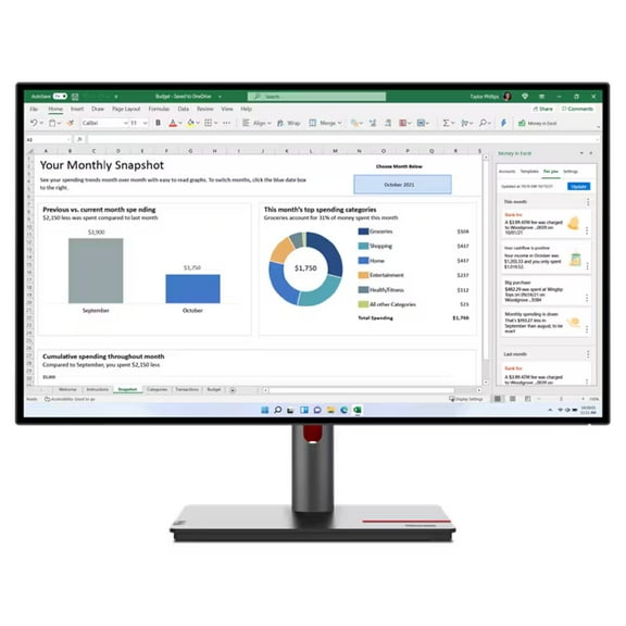 Restored Lenovo ThinkVision P27h-30 27" Monitor 2560x1440 IPS 60Hz 4ms 350 Nits (Refurbished)