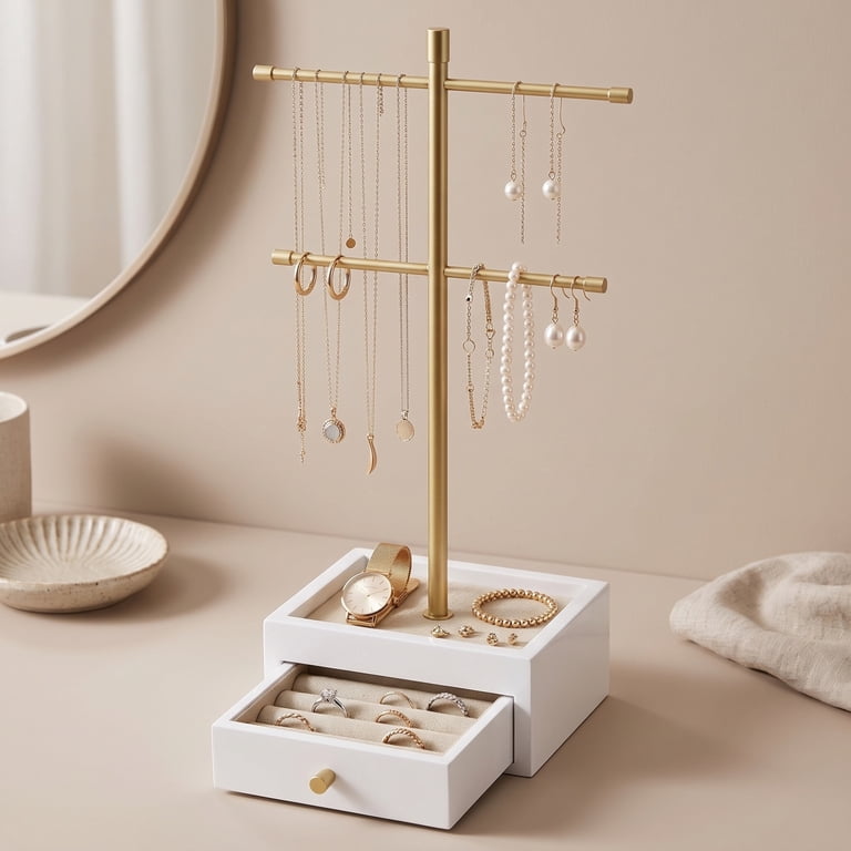 Hives and Honey Katie Jewelry Stand, White Gold Accents photo 3