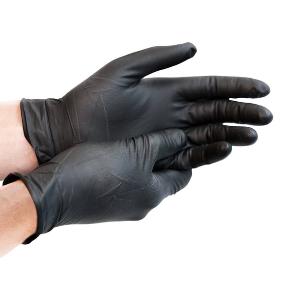 NORTHSKY 8 mil Disposable Nitrile Gloves, Black, Grain Grip, Small, 100 ct