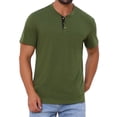 thumbnail image 1 of Camisetas Henley para hombres INSPIRE CHIC, casuales de verano, de manga corta, con botones, básicas, talla 2XL, color verde, 1 of 6