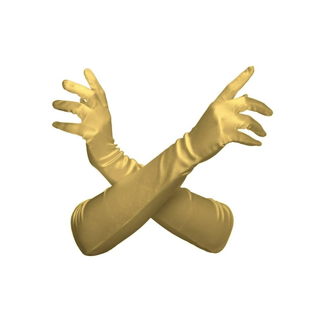 Gravity Threads Ladies Satin Opera Gloves 18" Gold