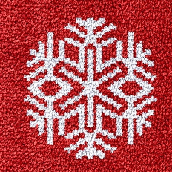 Red Christmas White Snowflake Latch Hook Rug Kits for Kids Beginner Easy Printed Canvas Crochet Yarn Embroidery Mini-Carpet Hook and Latch Kit Children Craft 30x30cm