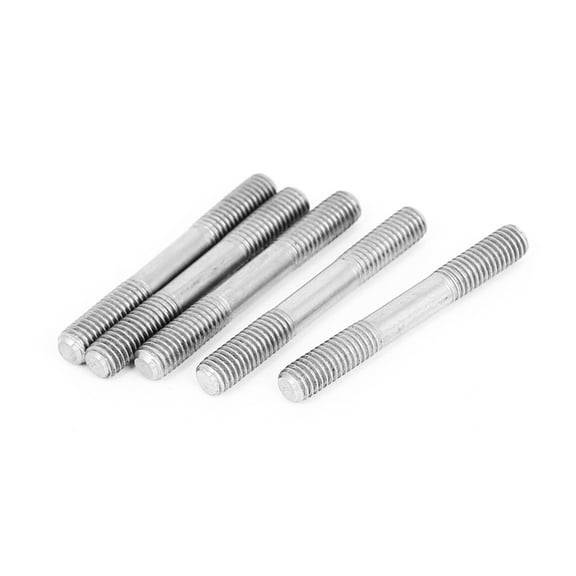 Uxcell M5x40mm 304 Stainless Steel Double End Threaded Stud Screw Bolt Silver Tone (5-pack)