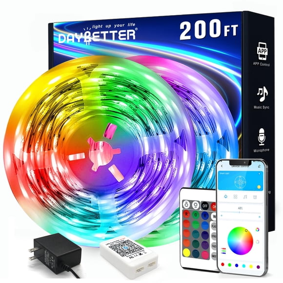 Tira de luces LED DAYBETTER de 60 m (2 rollos de 30 m) con mando a distancia