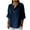 Navy, variant on Womens Summer Tops Half Button V Neck Leisure 3/4 Sleeve Cotton and Linen Solid Color Boho Blouse