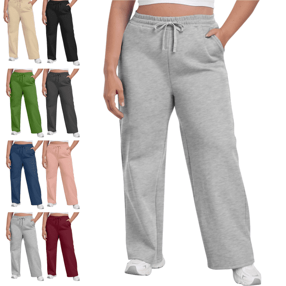 Sriper Women's Plus Size Jogger Pants Elastic Waist Wide Leg Sweatpants Loose Fit Casual Trousers Comfortable Lounge Wear Pantalones Deportivos para Mujer Gray L