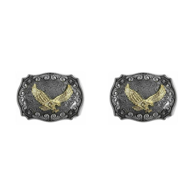 QualitChoice Boucle de Ceinture Homme Cowboy Rétro Simple Motif Tangcao Longue Corne Alliage Résistant à l'Usure Boucle Longue Corne Ceintures Homme Aigle 2Ensemble
