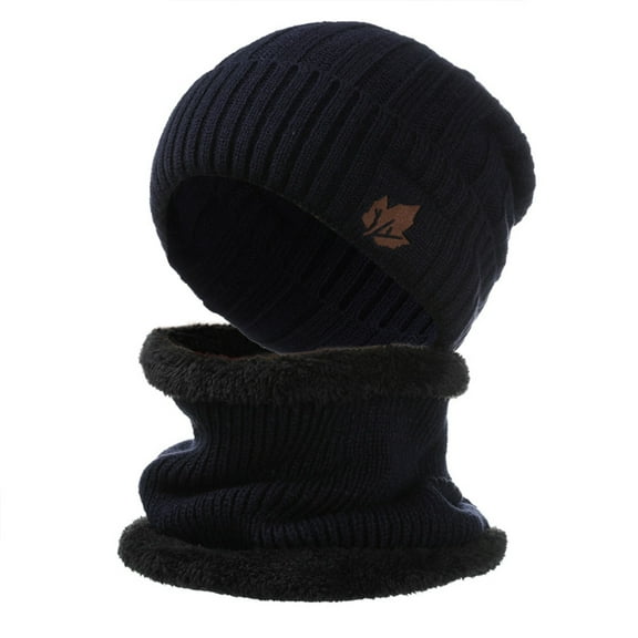 Aoochasliy Winter Hats Clearance Men's and Women's Winter Plus Velvet Thickened Earmuffs Hat and Scarf 2-Pieces