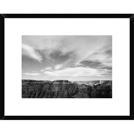 Global Gallery Ansel Adams 'Canyon edge, low horizon, clouded sky, Grand Canyon National Park, Arizona, 1941' Framed Wall Art