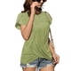 thumbnail image 3 of Tops con mangas de pétalos, camiseta de manga corta con cuello redondo, camisetas de color liso con mangas de pétalos, camiseta con dobladillo fruncido y cuello redondo, calidad inigualable, 3 of 6