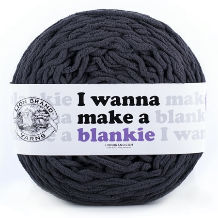 UPC: 0842093120490 | Lion Brand Yarn I Wanna Make a Blankie Iron 1 Ball Blanket Super Bulky Polyester Grey Yarn